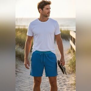 Lululemon Nulux Liner Heathered Blue Athletic Men's Shorts Size XL